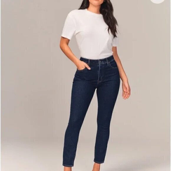 Abercrombie & Fitch The Super Skinny Ankle High Rise Curve Love Jeans Size 29/8L - Picture 1 of 12